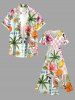 Plus Size Coconut Tree Hibiscus Flower Fruit Sun Print Hawaii Split Pocket A Line Midi Dress -  