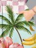 Plus Size Coconut Tree Hibiscus Flower Fruit Sun Print Hawaii Split Pocket A Line Midi Dress -  
