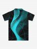 Polo à fermeture éclair Hawaï imprimé ombré grande taille pour hommes - Noir XL