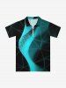 Polo à fermeture éclair Hawaï imprimé ombré grande taille pour hommes - Noir XL