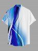 Chemise hawaïenne grande taille à imprimé ombré et poches boutonnées pour hommes - Bleu 4XL