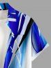 Chemise hawaïenne grande taille à imprimé ombré et poches boutonnées pour hommes - Bleu 4XL