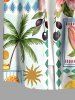 Plus Size Coconut Tree Hibiscus Flower Fruit Sun Print Hawaii Button Pocket Shirt For Men -  