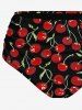 Maillot de bain tankini à lacets imprimé cerises style hawaïen (bretelles réglables) - Noir M