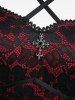 Plus Size Flower Lace Overlay Tied Crisscross Strappy A Line Cami Dress -  