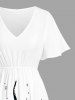 Octopus Print Hawaii Split Pocket A Line Midi Dress - Blanc S