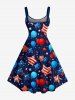 Patriotic American Flag Balloon Star Print A Line Dress -  