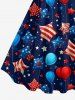 Patriotic American Flag Balloon Star Print A Line Dress -  
