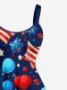 Patriotic American Flag Balloon Star Print A Line Dress -  