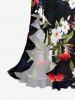 Coconut Tree Tropical Leaf Hibiscus Flower Print Hawaii Ruffles Split Dress -  