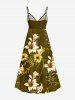 Flower Leaf Branch Print Hawaii Surplice A Line Cami Dress -  