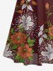 Plus Size Flower Leaf Branch Print Hawaii Cold Shoulder Crisscross A Line Maxi Dress - Café profond XXS