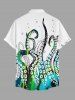 Octopus Print Hawaii Button Pocket Shirt For Men -  