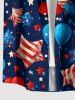 Patriotic American Flag Balloon Star Print Button Pocket Shirt For Men -  