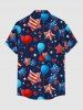 Patriotic American Flag Balloon Star Print Button Pocket Shirt For Men -  