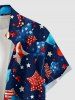 Patriotic American Flag Balloon Star Print Button Pocket Shirt For Men -  