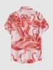 Flamingo Print Hawaii Button Pocket Shirt For Men -  