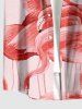 Flamingo Print Hawaii Button Pocket Shirt For Men - Rouge 4XL