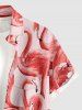 Flamingo Print Hawaii Button Pocket Shirt For Men - Rouge 4XL