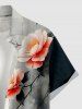 Flower Branch Ink Painting Print Hawaii Button Pocket Shirt For Men - Blanc 3XL