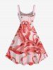 Flamingo Print Hawaii A Line Dress -  