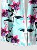 Chemise hawaïenne à imprimé floral, feuilles et branches, grande taille, avec poche boutonnée, pour hommes - Turquoise 4XL