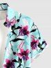 Chemise hawaïenne à imprimé floral, feuilles et branches, grande taille, avec poche boutonnée, pour hommes - Turquoise 4XL