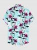 Chemise hawaïenne à imprimé floral, feuilles et branches, grande taille, avec poche boutonnée, pour hommes - Turquoise 4XL