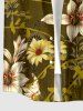 Chemise hawaïenne à imprimé floral, feuilles et branches, grande taille, avec poche boutonnée, pour hommes - Olive Verte 4XL