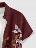 Flower Leaf Branch Print Hawaii Button Pocket Shirt For Men -  