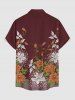 Flower Leaf Branch Print Hawaii Button Pocket Shirt For Men -  