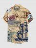 Sailboat Print Hawaii Cruise Button Pocket Shirt For Men -  