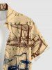 Sailboat Print Hawaii Cruise Button Pocket Shirt For Men -  