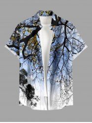 Tree Branch Sky Print Hawaii Button Pocket Shirt For Men -  