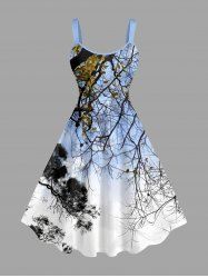 Tree Branch Sky Print Hawaii A Line Dress -  