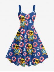 Duck Swimming Ring Anchor Print Hawaii A Line Dress -  