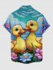 Ensemble de plage hawaïen assorti grande taille avec imprimé canard et fleurs et ciel mignon pour couples - Bleu Ciel 