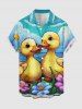 Ensemble de plage hawaïen assorti grande taille avec imprimé canard et fleurs et ciel mignon pour couples - Bleu Ciel 