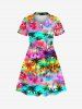 Tenue assortie maman et fille pour la plage hawaïenne, imprimé ombré cocotier, grandes tailles - Pourpre  