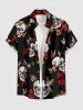 Ensemble assorti pour couples avec imprimé têtes de mort, papillons et fleurs - Noir 