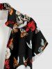 Ensemble assorti pour couples avec imprimé têtes de mort, papillons et fleurs - Noir 