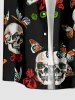 Ensemble assorti pour couples avec imprimé têtes de mort, papillons et fleurs - Noir 