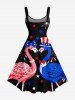 Flamingo Patriotic American Flag Print Hawaii A Line Dress -  