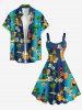 Coconut Tree Flower Beer Ombre Print Hawaii A Line Dress -  