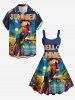 Parrot Seascape Print Hawaii A Line Dress -  
