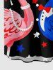 Flamingo Patriotic American Flag Print Hawaii Button Pocket Shirt For Men -  