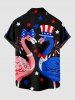 Flamingo Patriotic American Flag Print Hawaii Button Pocket Shirt For Men -  