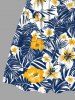 Kid's Tropical Leaf Hibiscus Flower Print Hawaii Dress -  