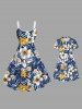 Kid's Tropical Leaf Hibiscus Flower Print Hawaii Dress -  