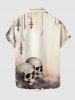 Ombre Skulls Print Button Pocket Shirt For Men -  